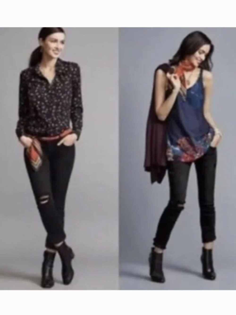 CAbi 3387 Slim Boyfriend Black Destructed Jeans NWT Size 6 Stretch Denim